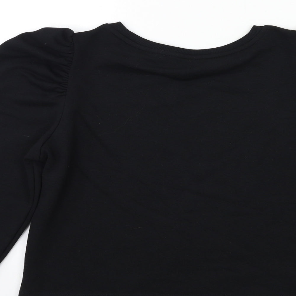 Zara Womens Black   Pullover Sweatshirt Size L  - Puff Shoulder Sleeve