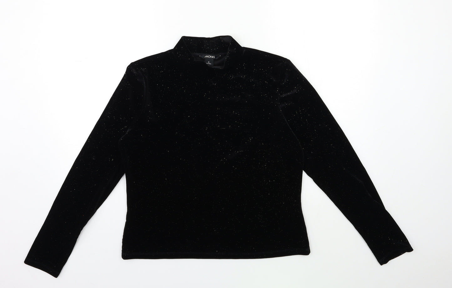Monki Womens Black  Velour Pullover Jumper Size M