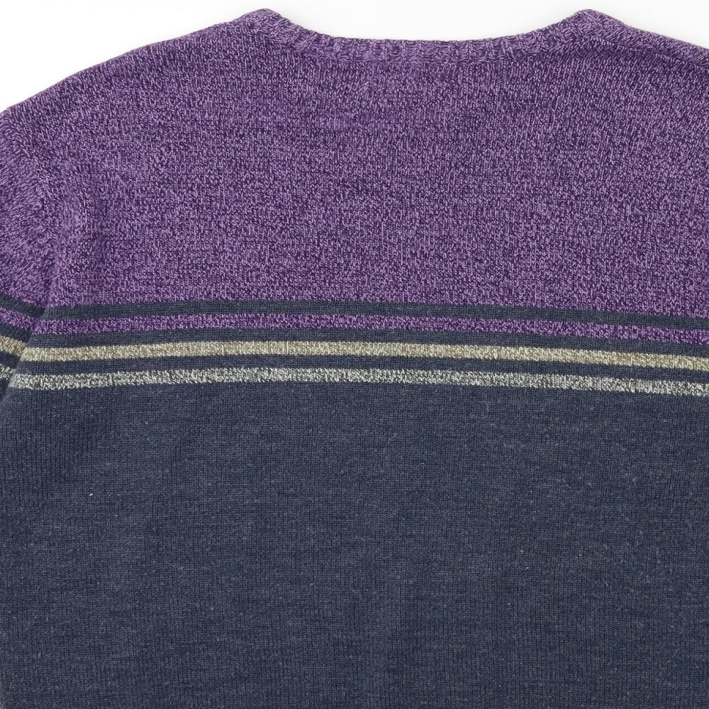 Jolliman Mens Grey Striped Knit Pullover Jumper Size L