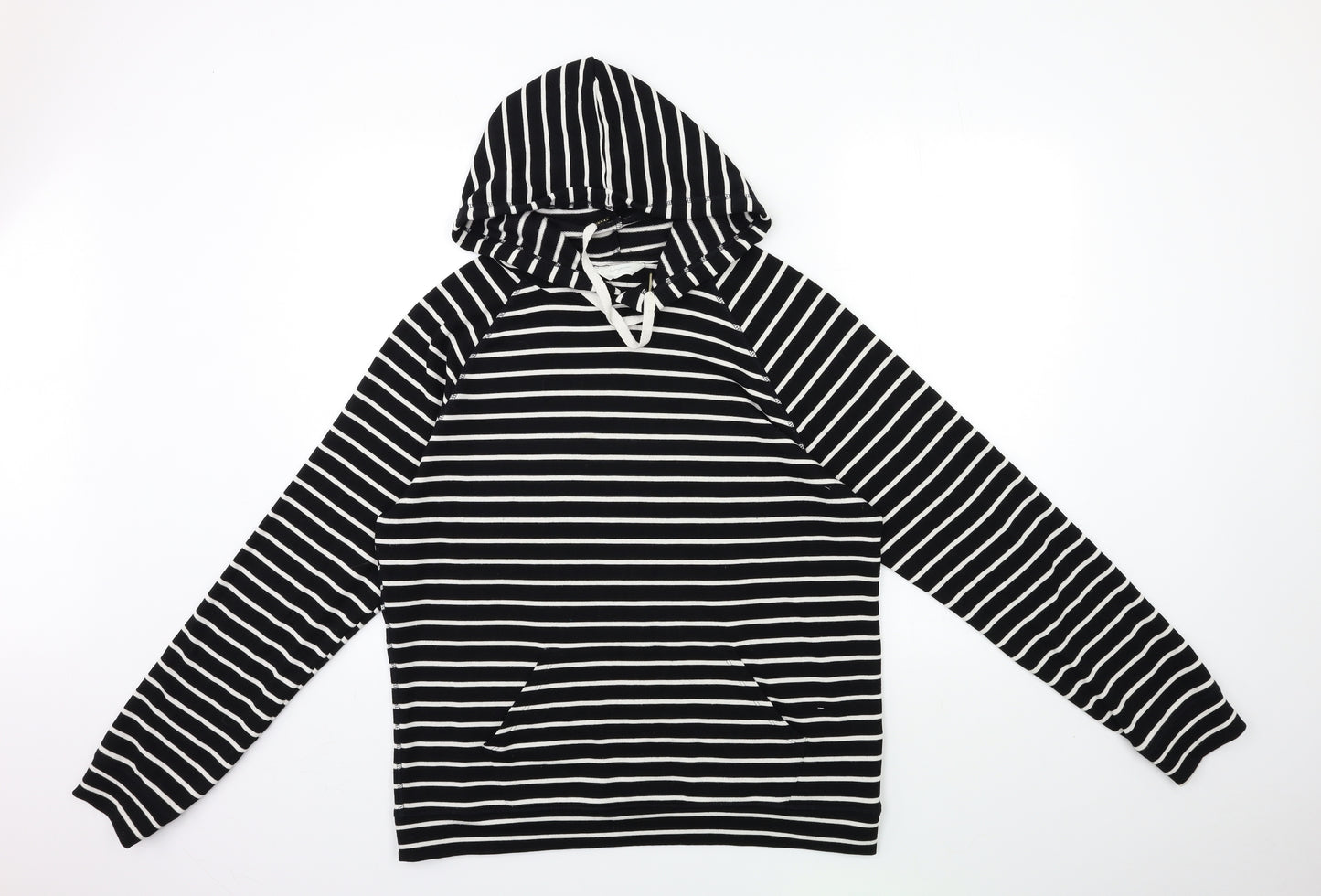 Marks and Spencer Womens Black Striped  Pullover Hoodie Size 16