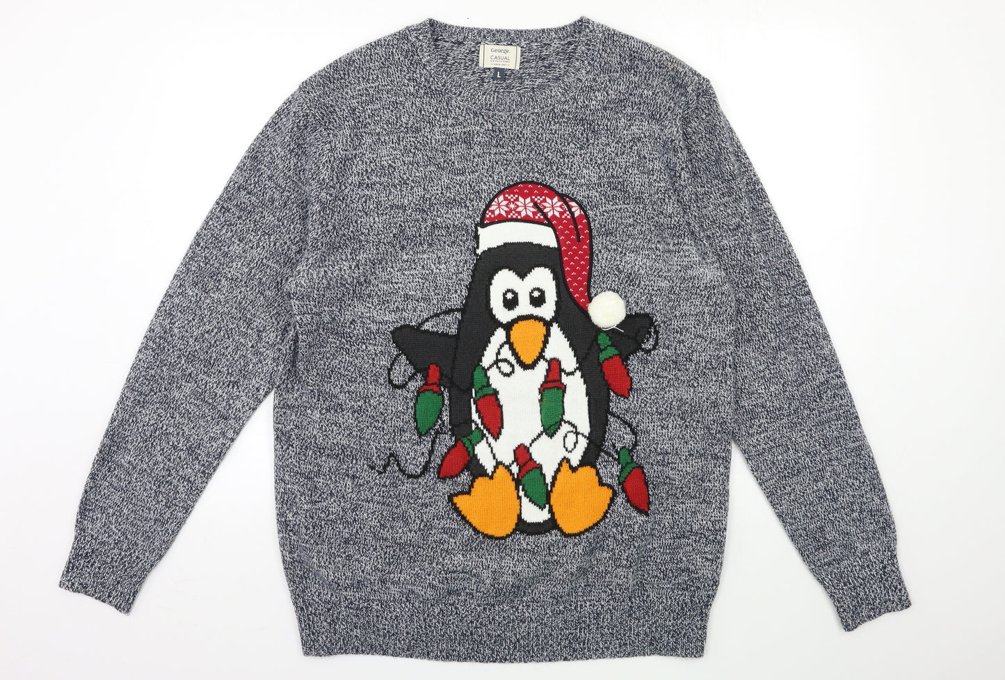 George Mens Blue  Knit Pullover Jumper Size L