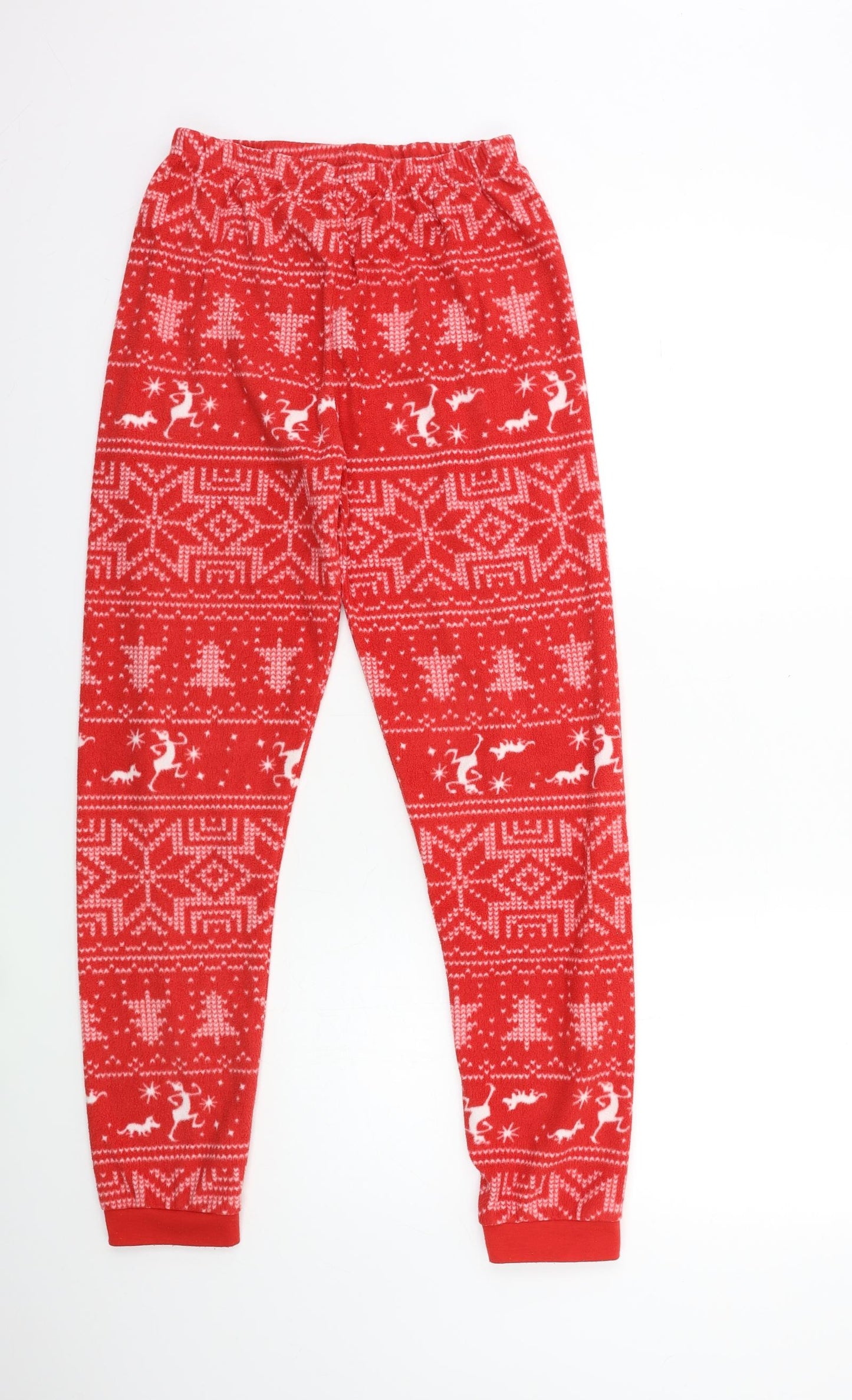 Primark Girls Red Striped Fleece Top Pyjama Pants Size 13-14 Years
