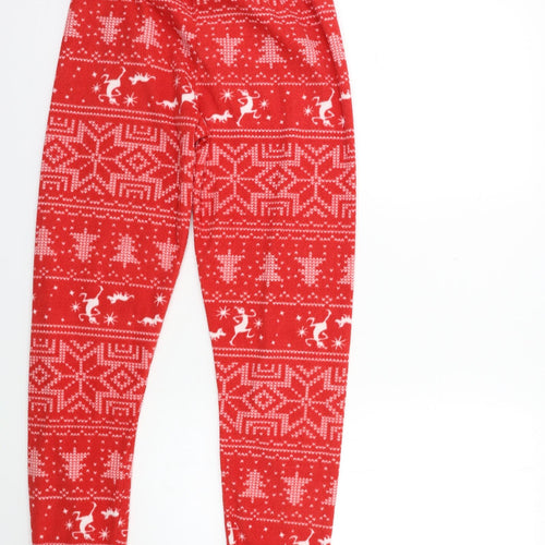 Primark Girls Red Striped Fleece Top Pyjama Pants Size 13-14 Years