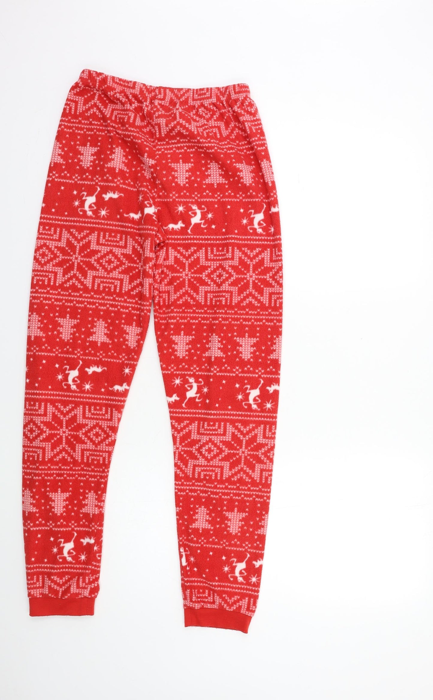Primark Girls Red Striped Fleece Top Pyjama Pants Size 13-14 Years