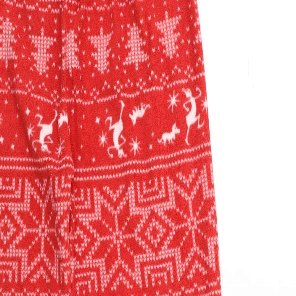 Primark Girls Red Striped Fleece Top Pyjama Pants Size 13-14 Years