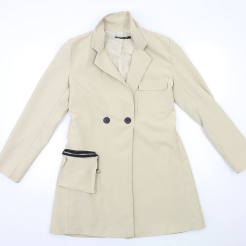 Boohoo Womens Beige   Overcoat Coat Size 10