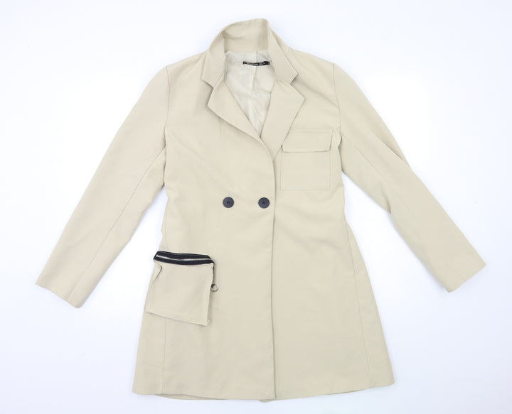 Boohoo Womens Beige Overcoat Coat Size 10