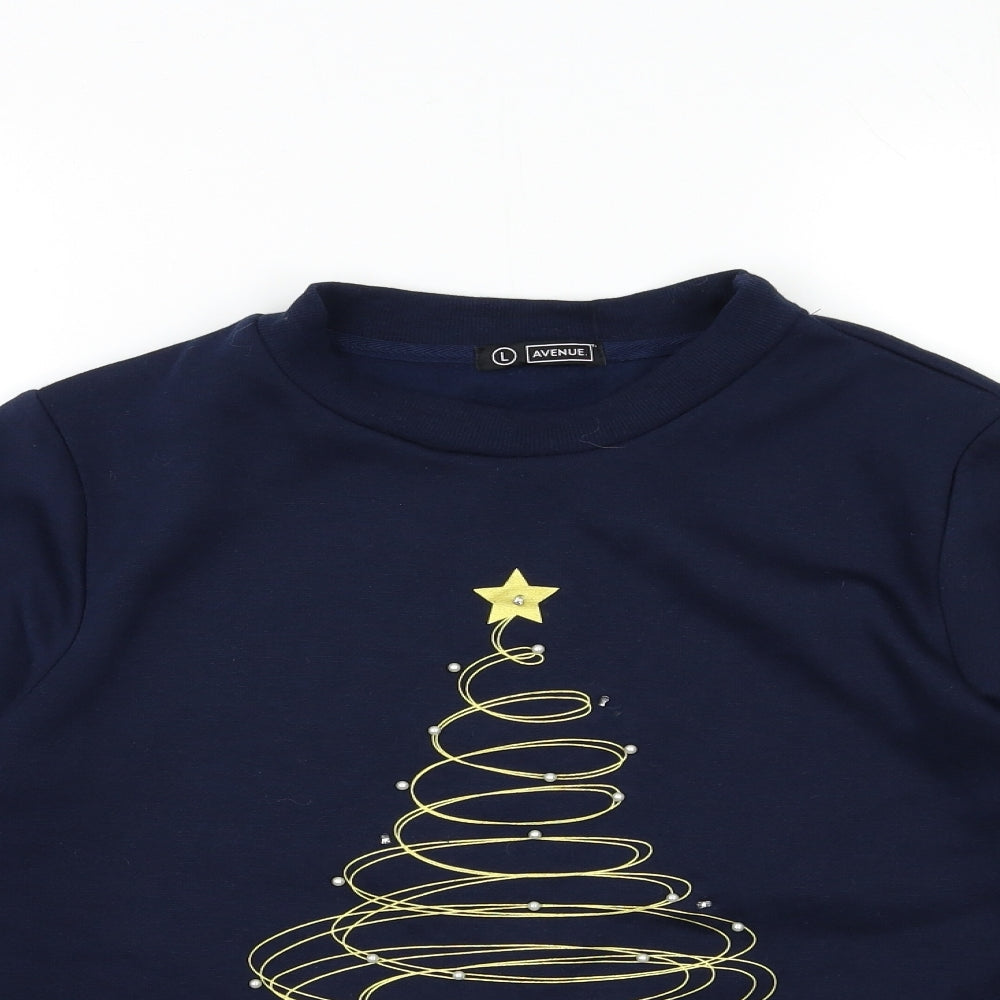 Avenue Womens Blue   Pullover Sweatshirt Size L