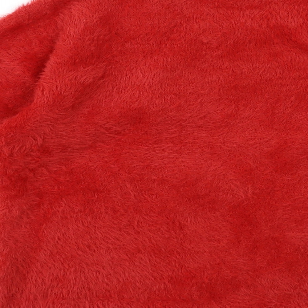 F&F Girls Red  Knit Pullover Jumper Size 9-10 Years  - CHRISTMAS