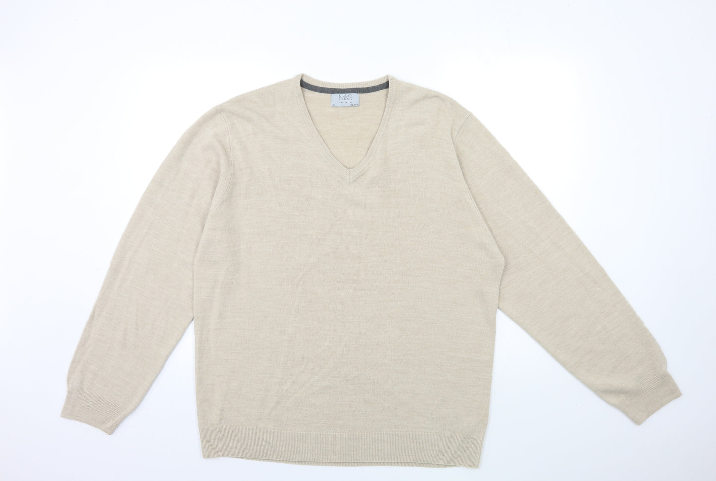 Marks and Spencer Mens Beige  Knit Pullover Jumper Size XL