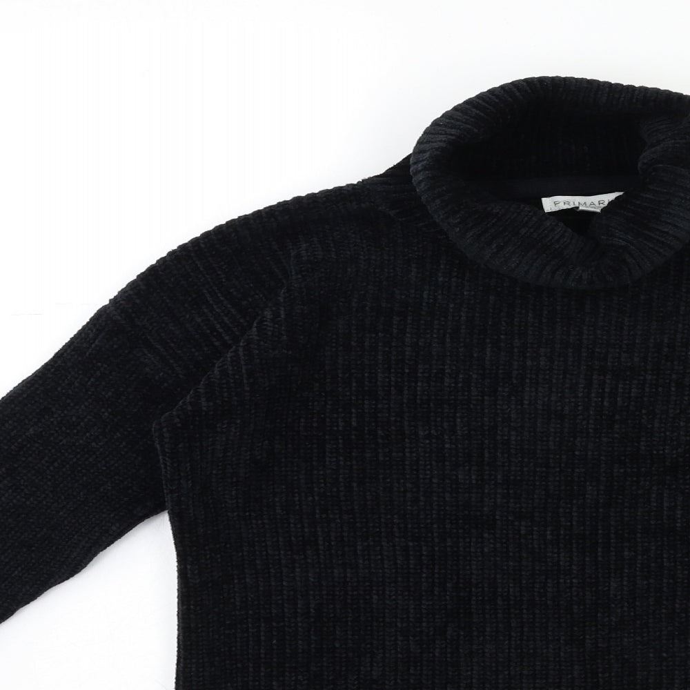 Primark Girls Black  Knit Jumper Dress  Size 9 Years