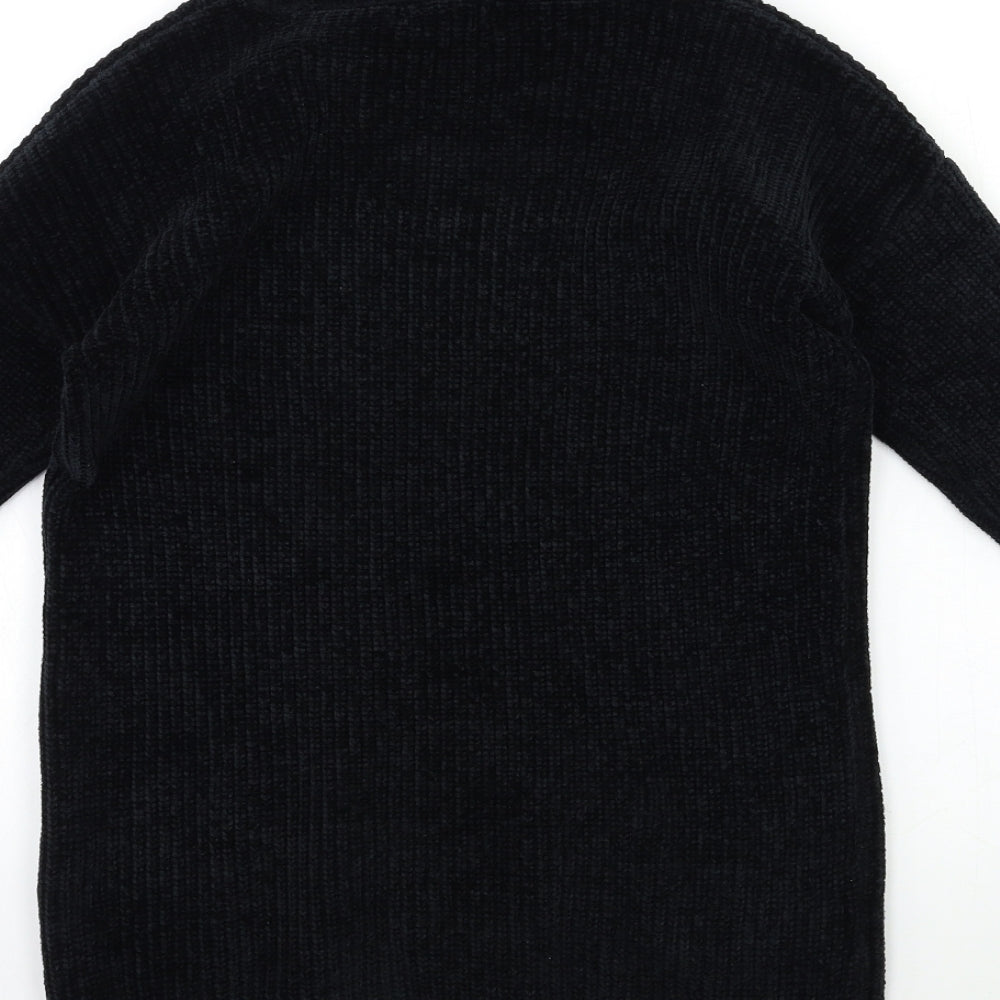Primark Girls Black  Knit Jumper Dress  Size 9 Years