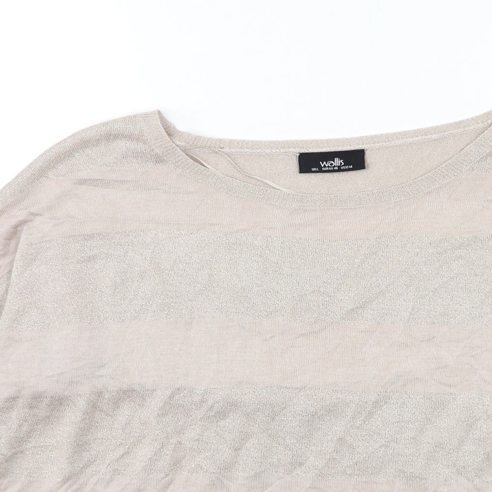 Wallis Womens Pink Striped Knit Pullover Jumper Size L