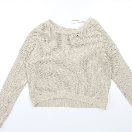 H&M Womens Beige  Knit Pullover Jumper Size 12