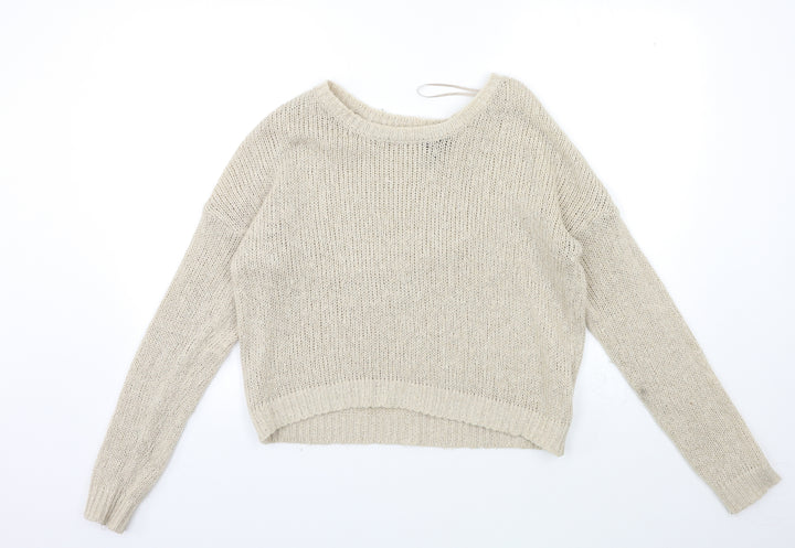 H&M Womens Beige  Knit Pullover Jumper Size 12