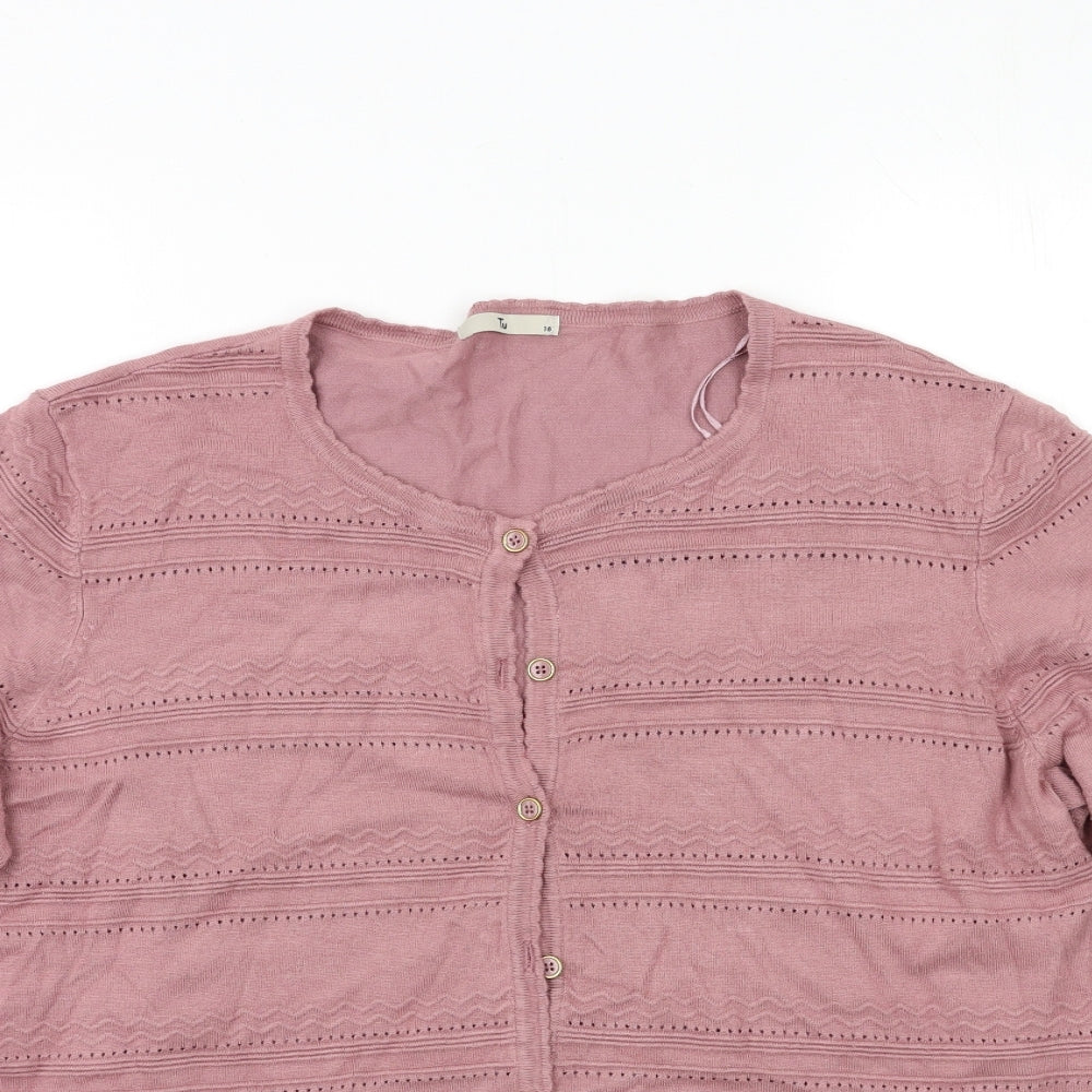 TU Womens Pink  Knit Cardigan Jumper Size 18