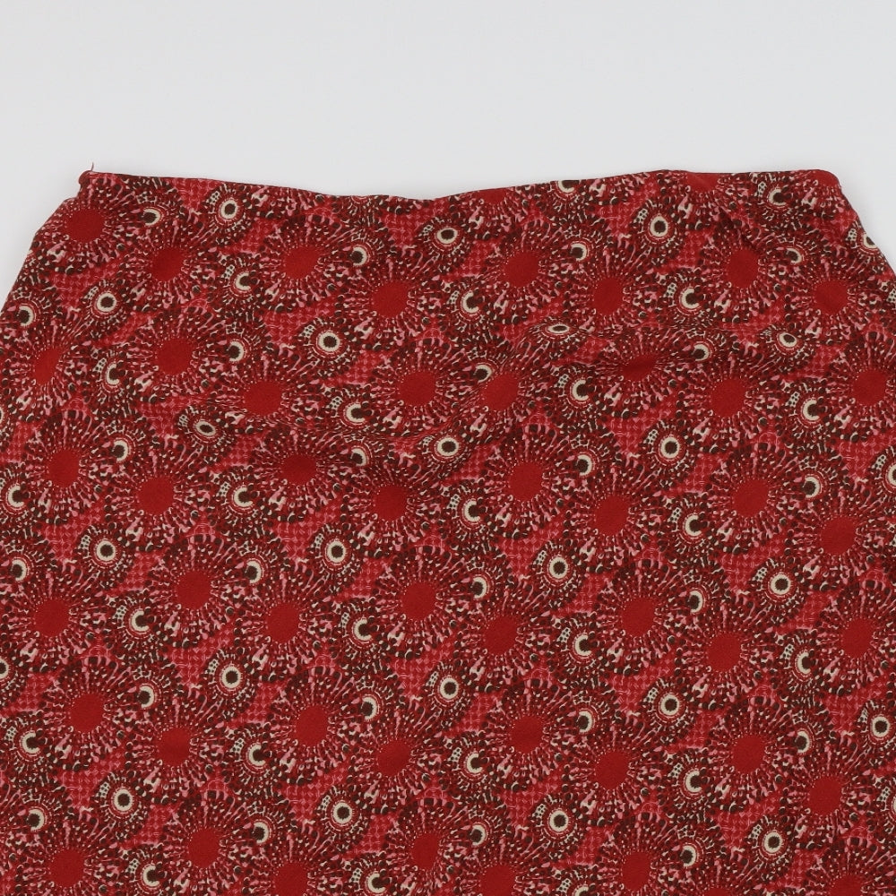 M&S Womens Red Floral  A-Line Skirt Size 20