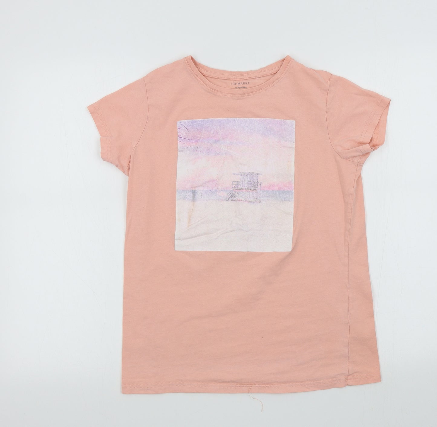Primark Girls Pink Colourblock  Basic T-Shirt Size 13-14 Years