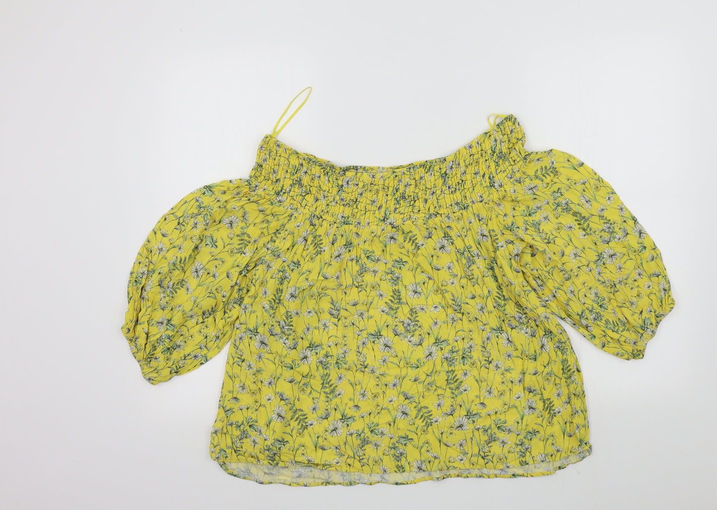 F&F Womens Yellow Floral  Basic Blouse Size 18