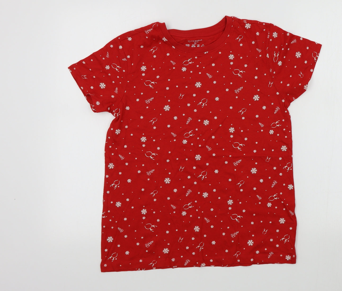 Primark Womens Red Colourblock  Basic T-Shirt Size 12  - christmas t-shirt