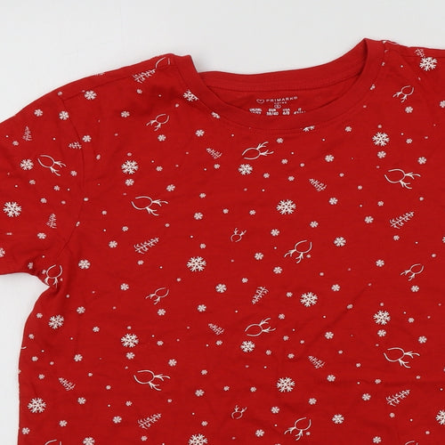 Primark Womens Red Colourblock  Basic T-Shirt Size 12  - christmas t-shirt