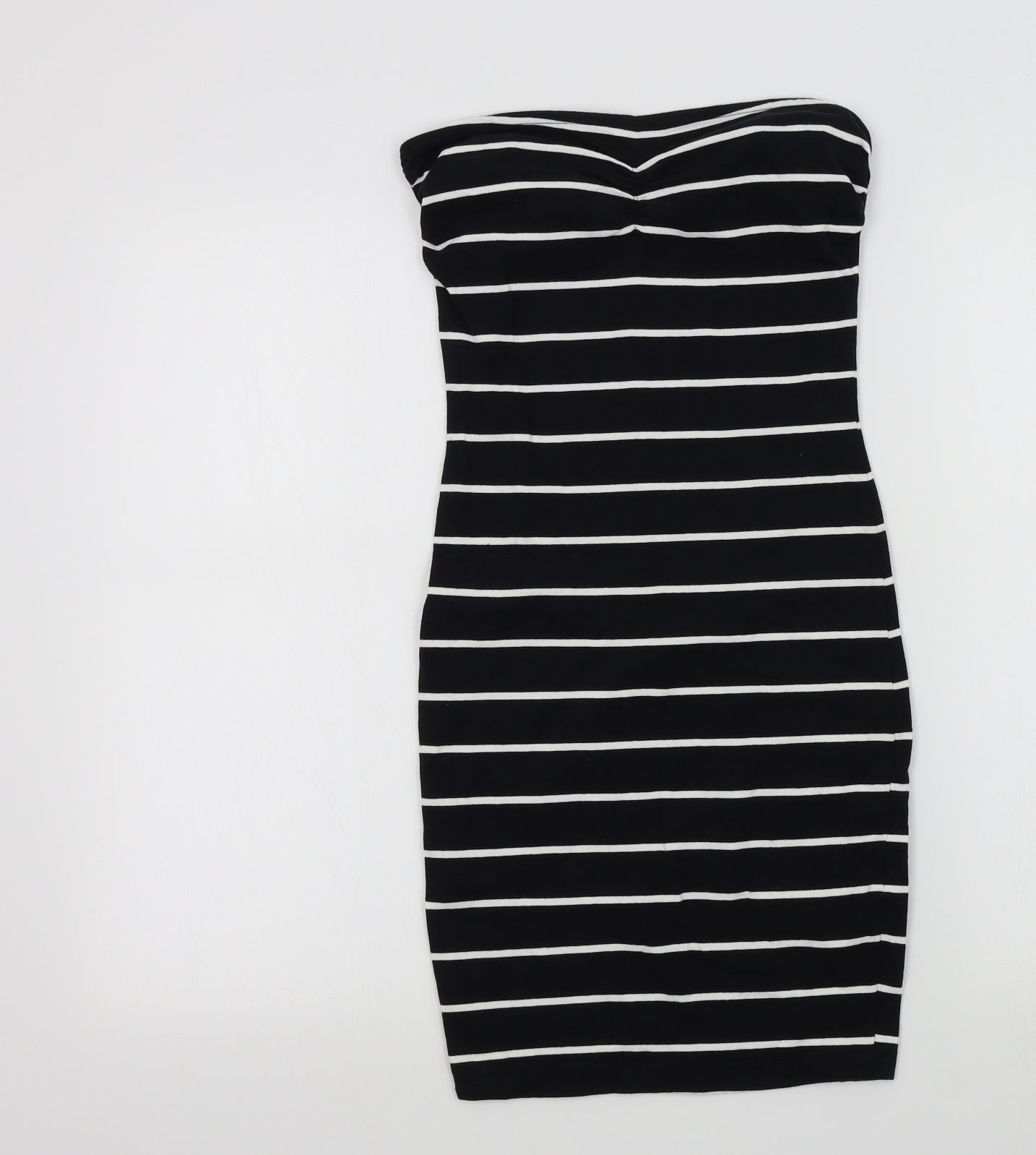 New Look Womens Black Striped  A-Line  Size 8