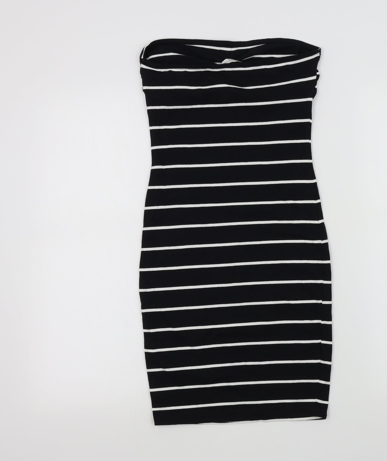 New Look Womens Black Striped  A-Line  Size 8
