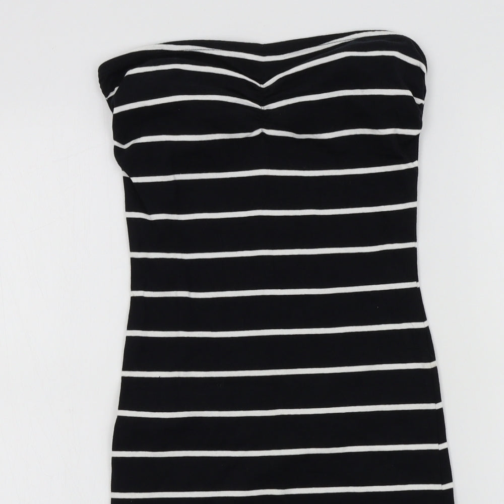 New Look Womens Black Striped  A-Line  Size 8