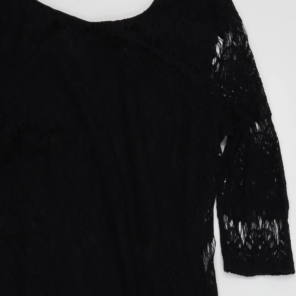 peackocks Womens Black Colourblock  A-Line  Size 18