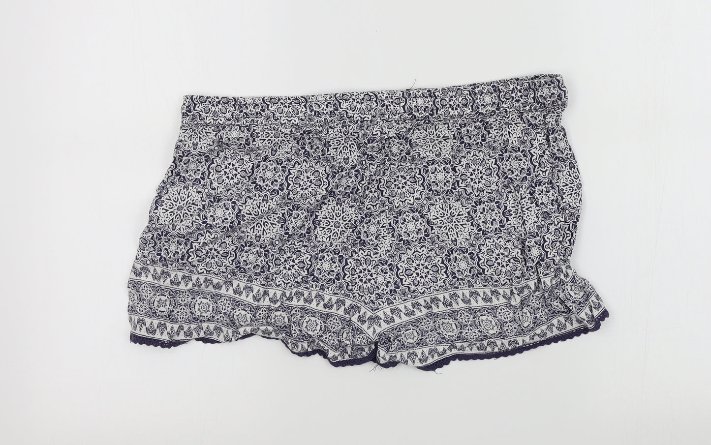 Primark Womens Blue Geometric  Bermuda Shorts Size 14