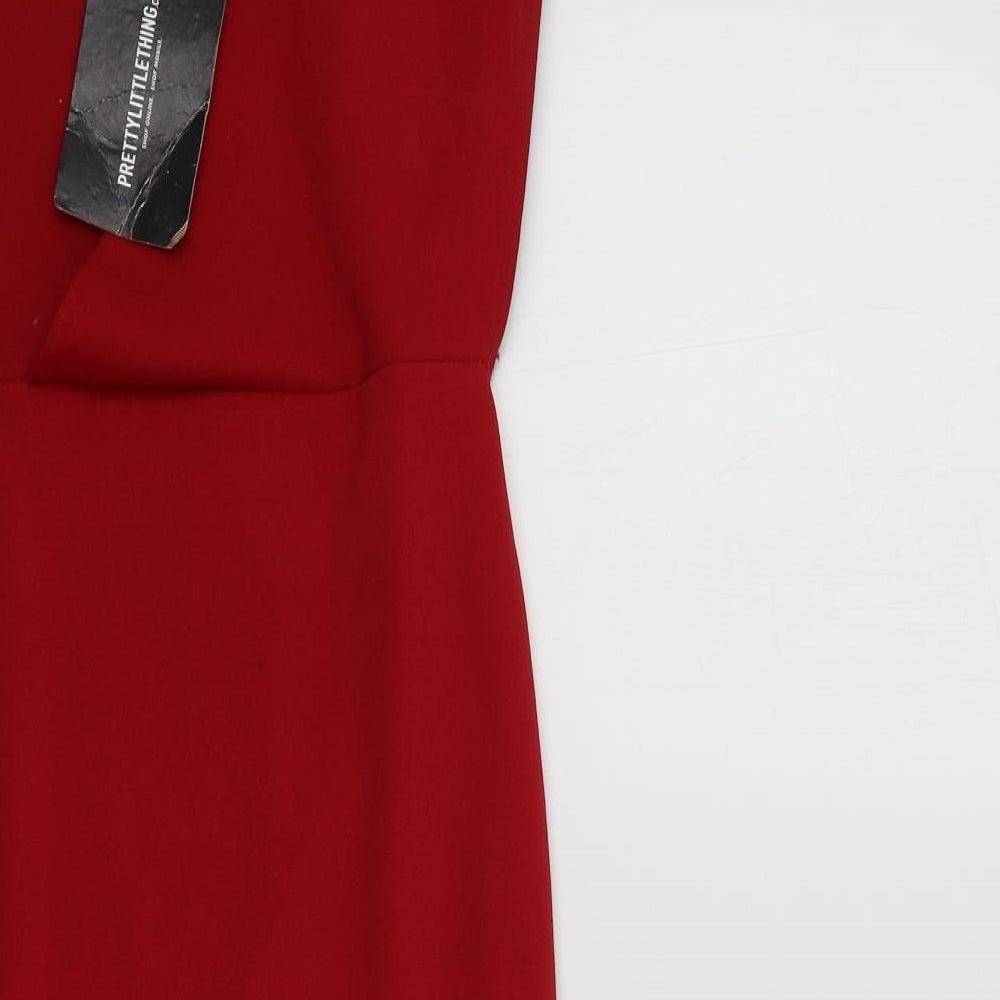 PRETTYLITTLETHING Womens Red Colourblock  A-Line  Size 8