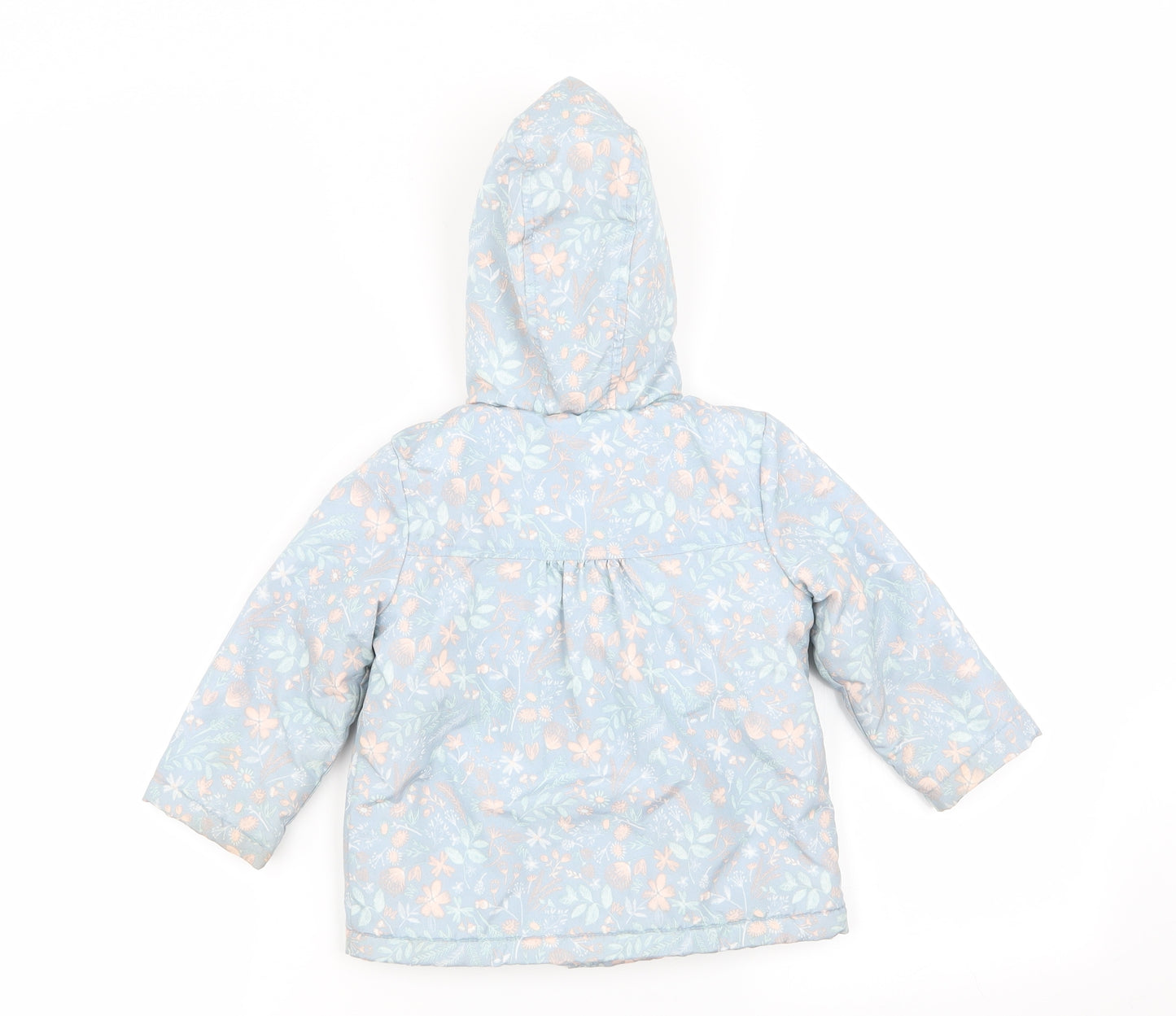 Asda George Girls Blue Floral  Basic Coat Coat Size 12-18 Months