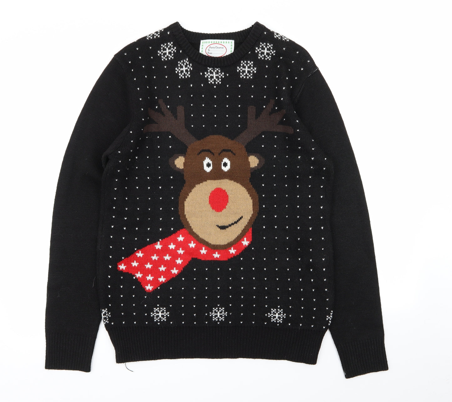 Preworn Mens Black Polka Dot  Pullover Jumper Size S  - christmas jumper