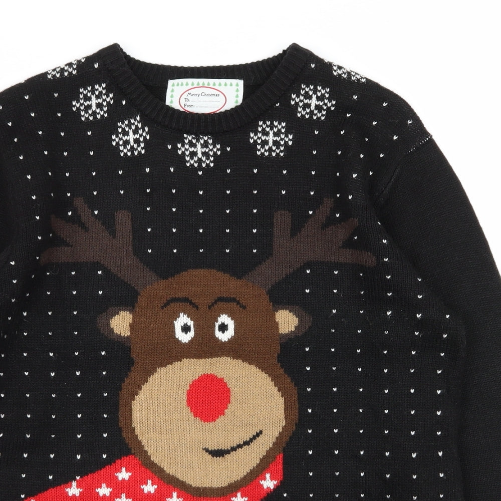 Preworn Mens Black Polka Dot  Pullover Jumper Size S  - christmas jumper