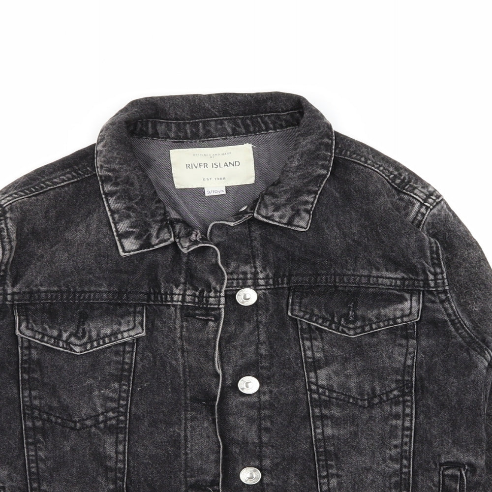 River Island Girls Black   Jacket  Size 9-10 Years  - denim jacket