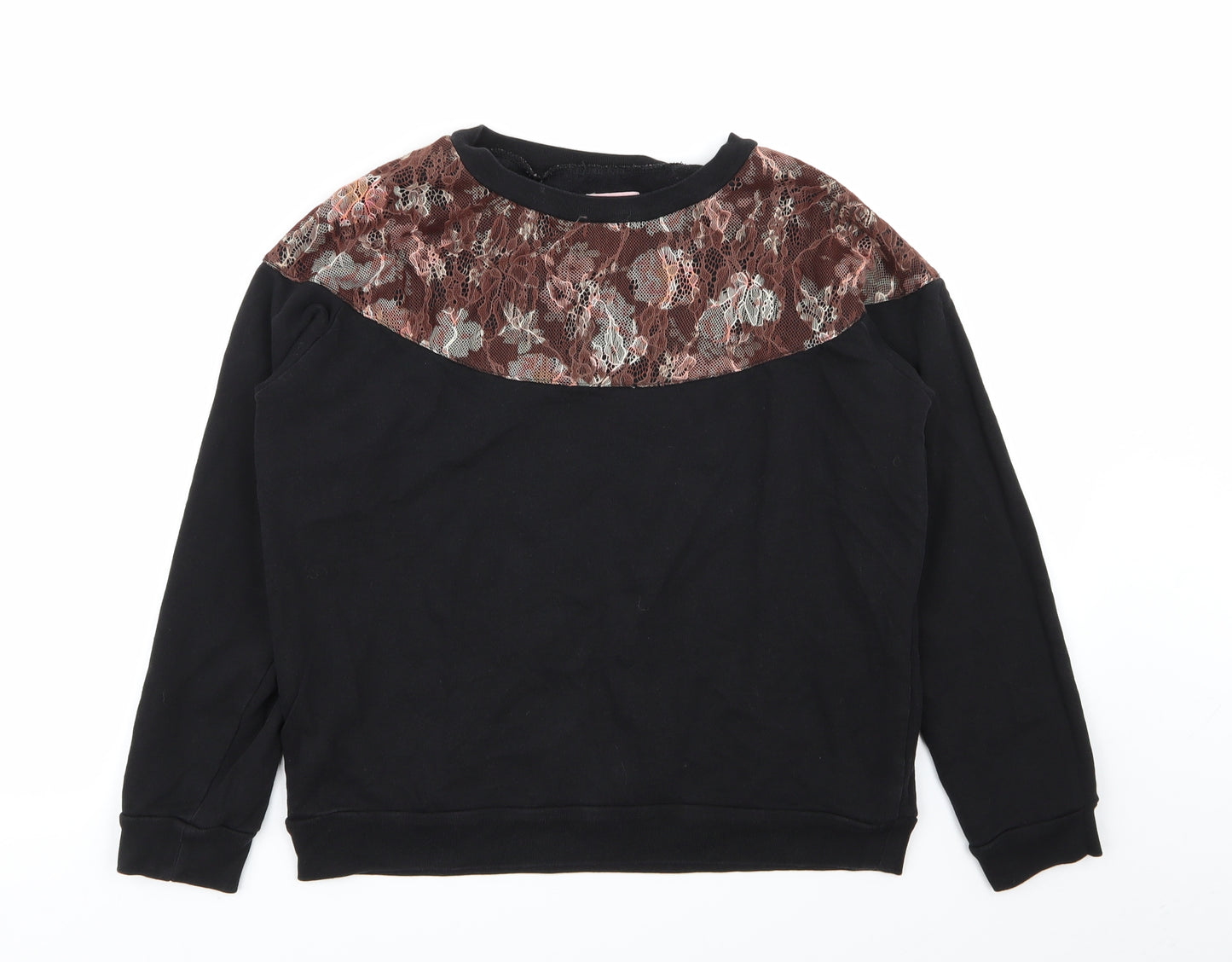 pins and needles Womens Black Floral  Pullover Jumper Size S