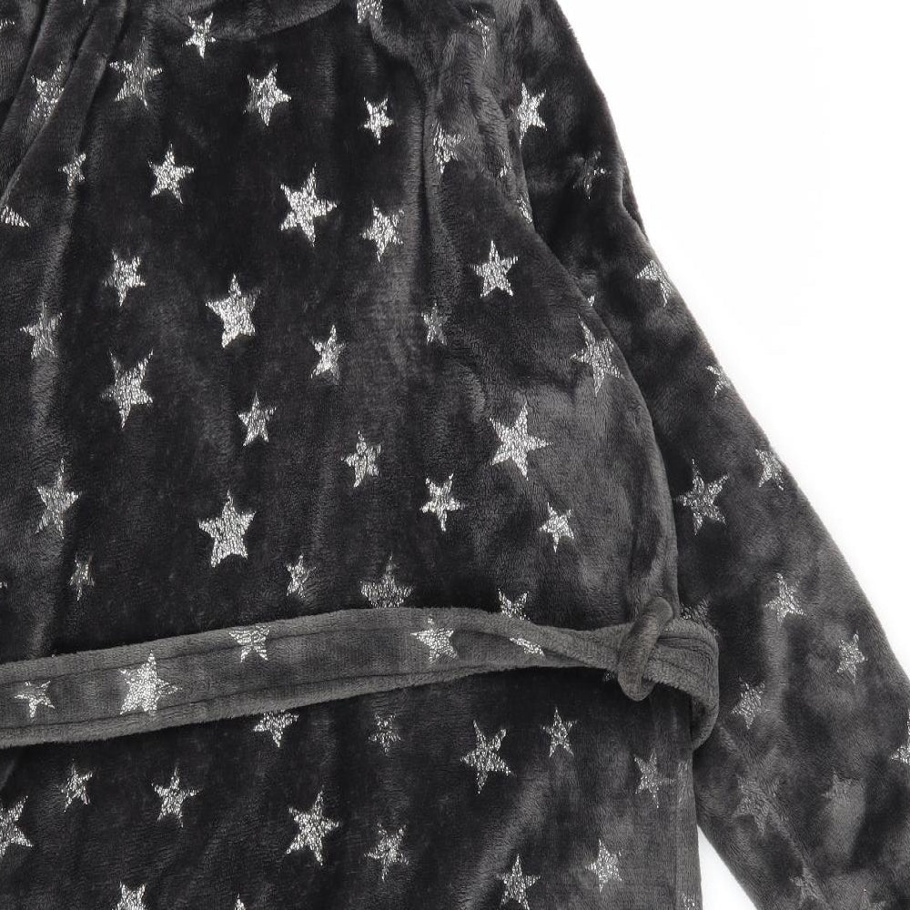 TU Womens Grey Solid  Babydoll Robe Size M  - star detail