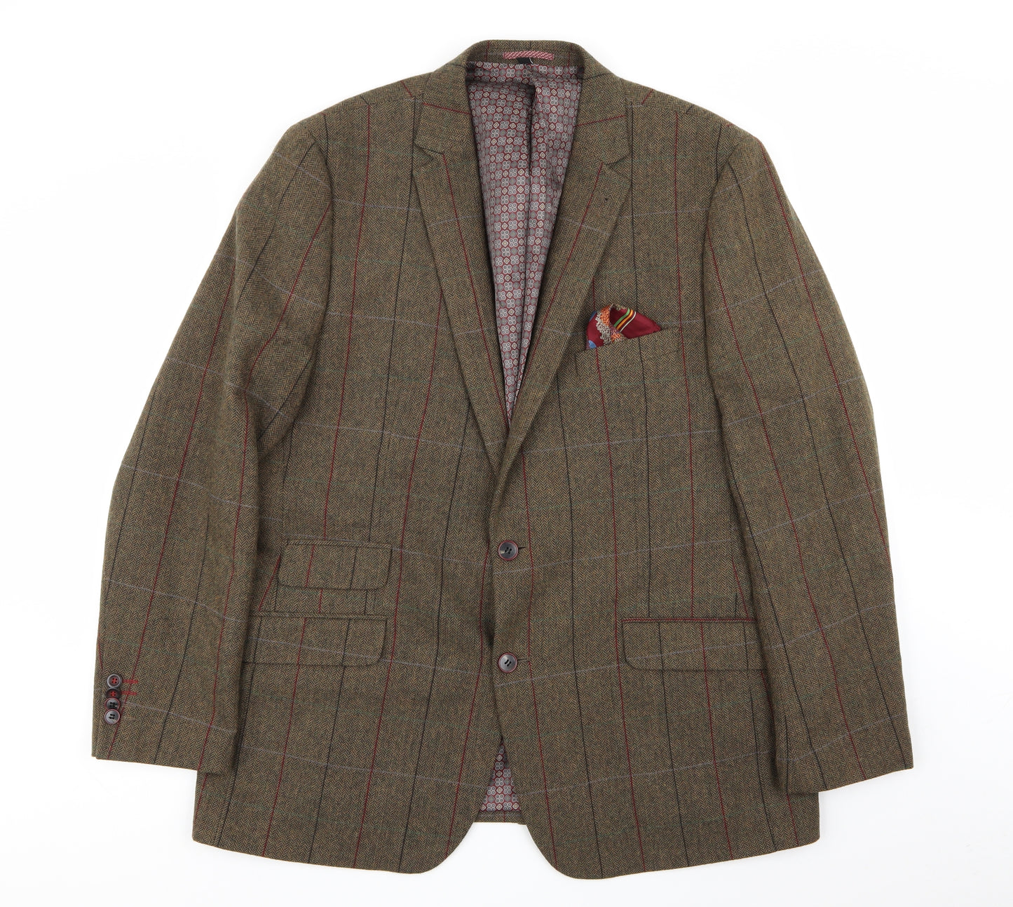 Joe Browns Mens Brown Check  2 Piece Suit Size 46