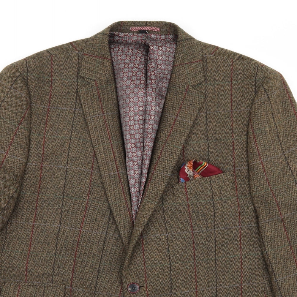 Joe Browns Mens Brown Check  2 Piece Suit Size 46