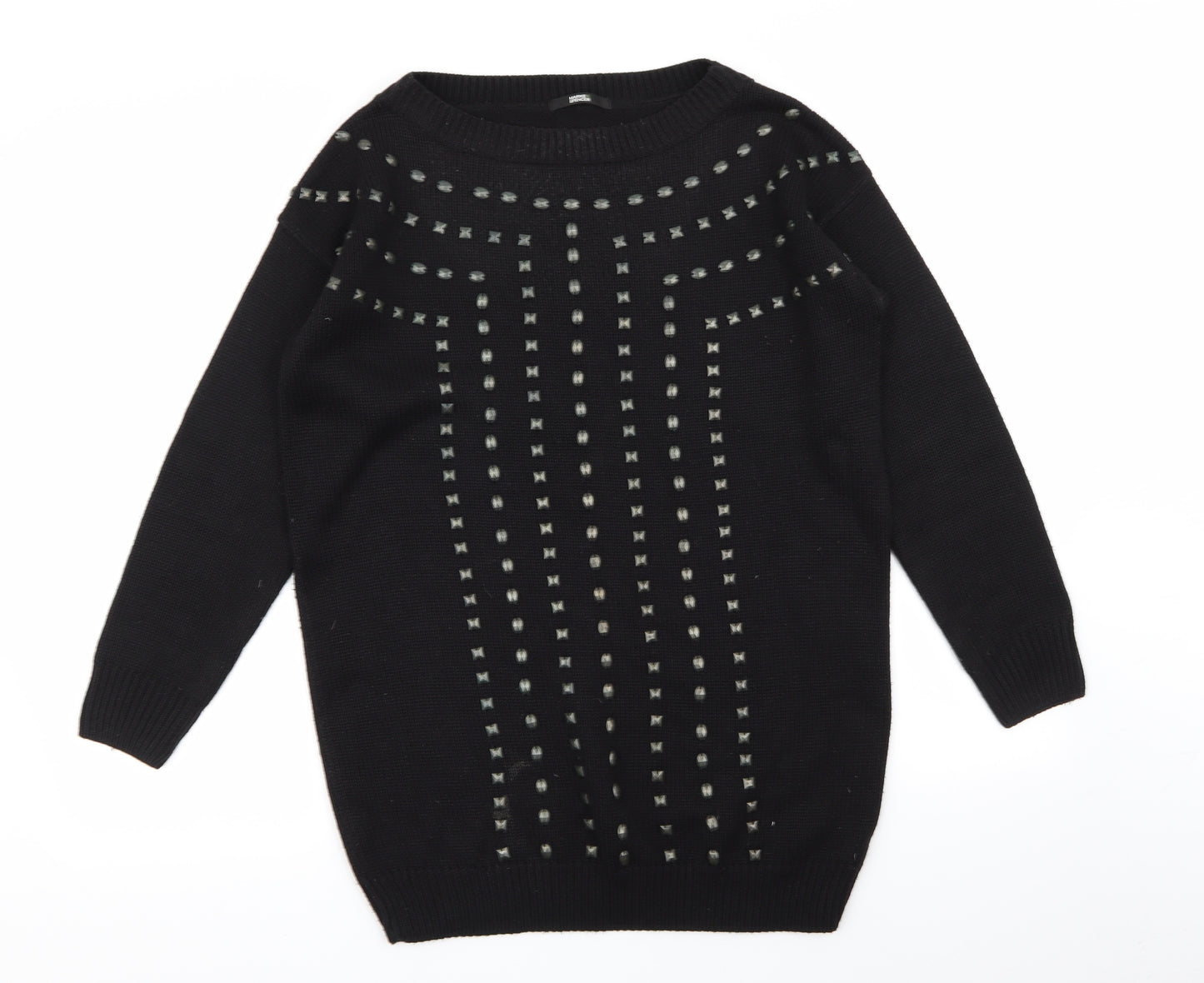 M&S Womens Black Geometric  Pullover Jumper Size 8