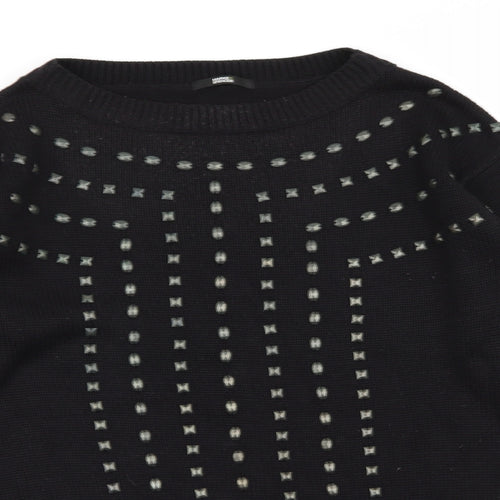 M&S Womens Black Geometric  Pullover Jumper Size 8