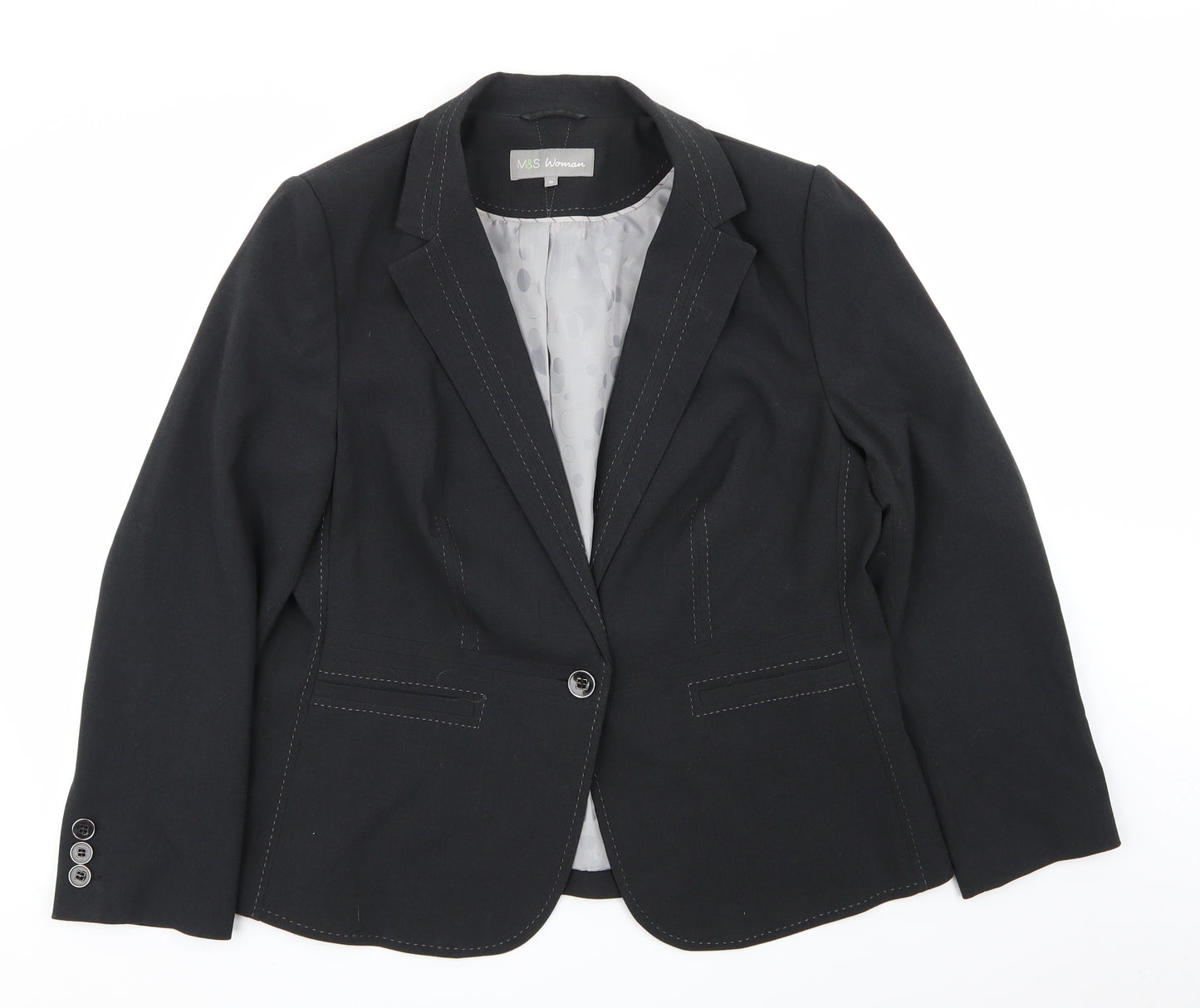 M&s Womens Grey   Jacket Blazer Size 18