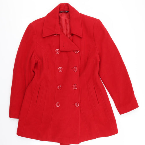 BHS Womens Red   Overcoat Coat Size 16