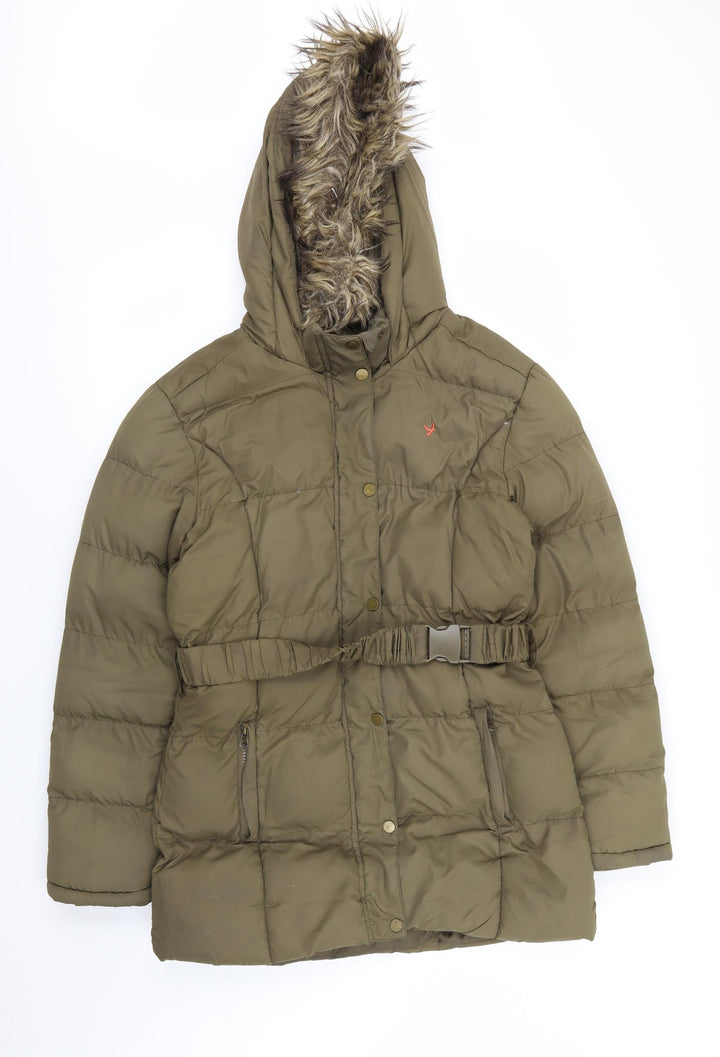 denim and co Womens Green Parka Coat Size 12