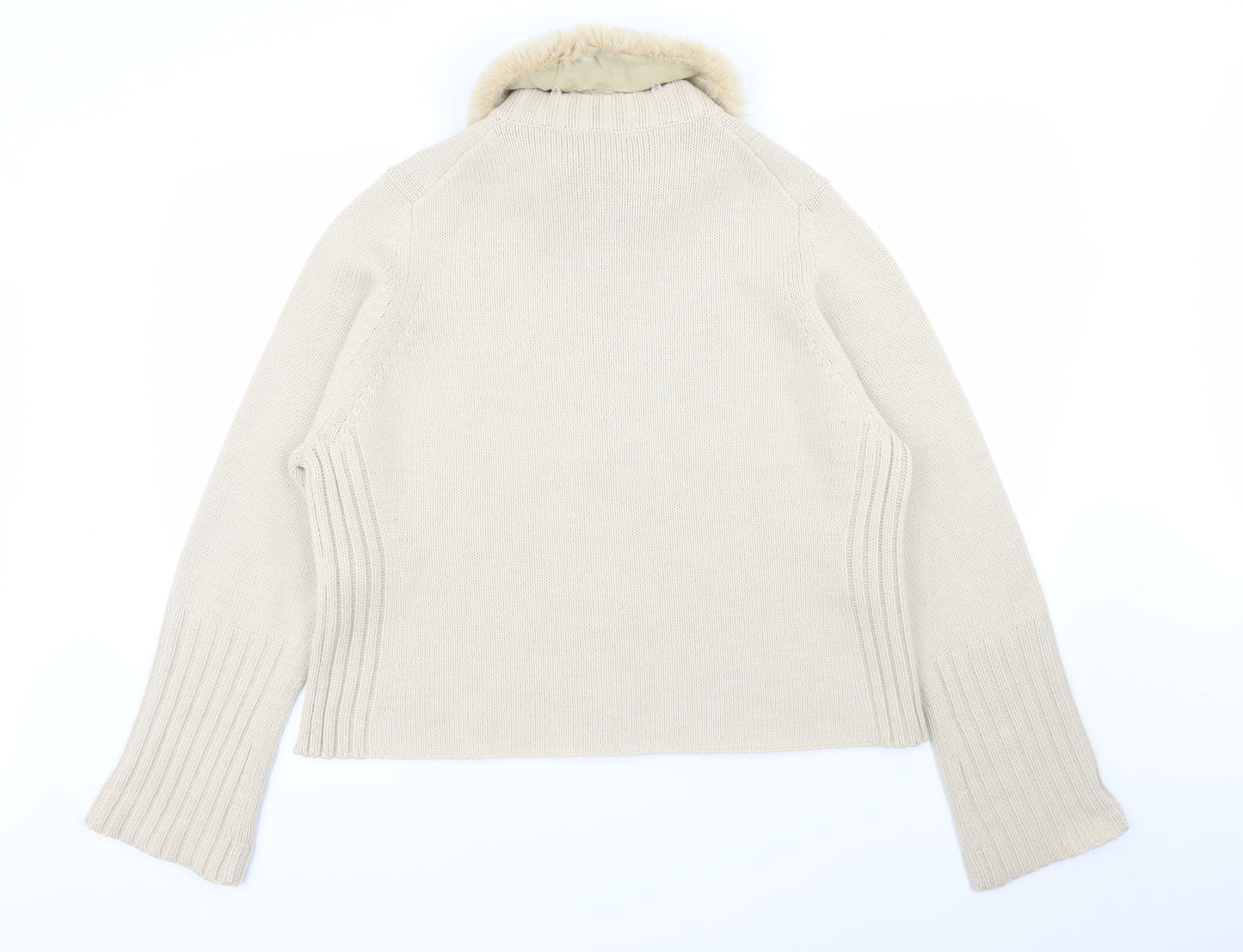 M&S Womens Beige   Full Zip Jumper Size 22