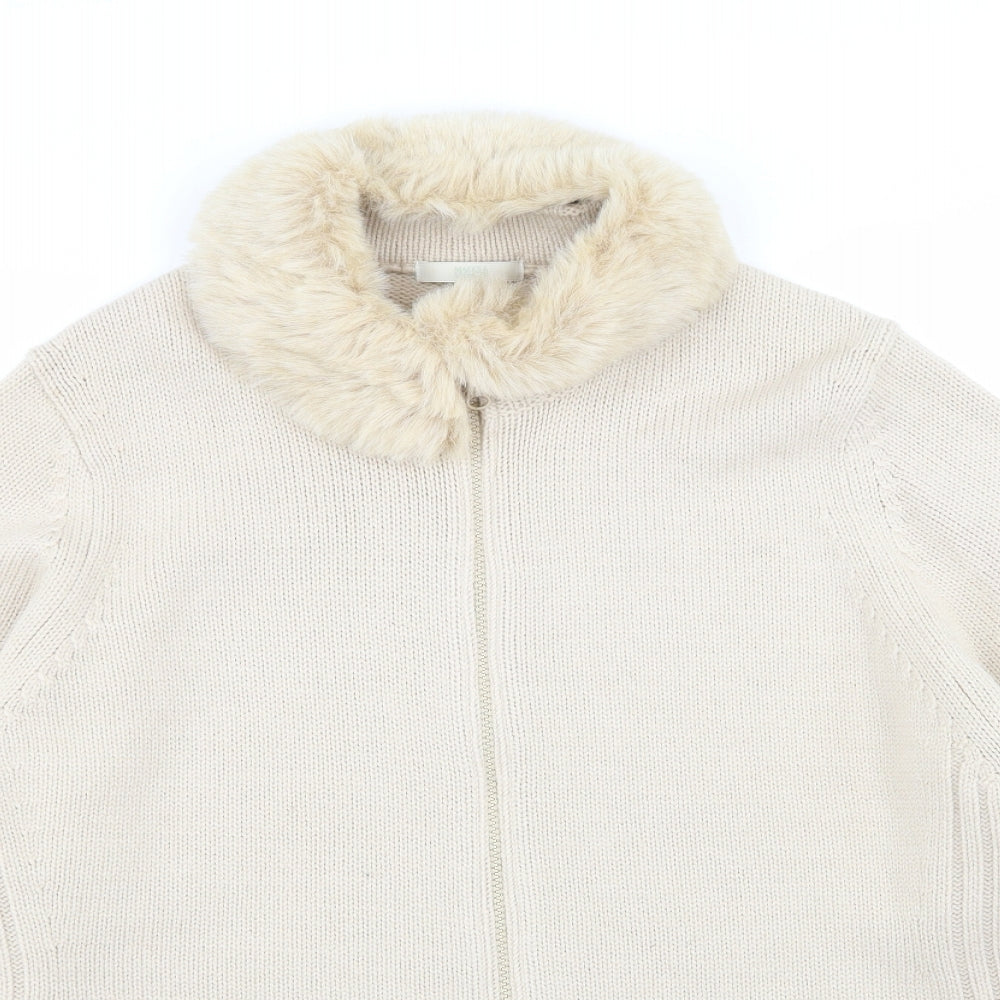 M&S Womens Beige   Full Zip Jumper Size 22