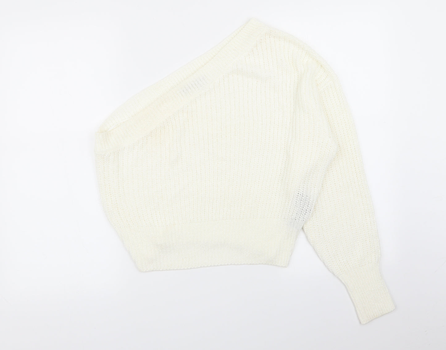 Zara Womens White   Pullover Jumper Size S  - one shoulder