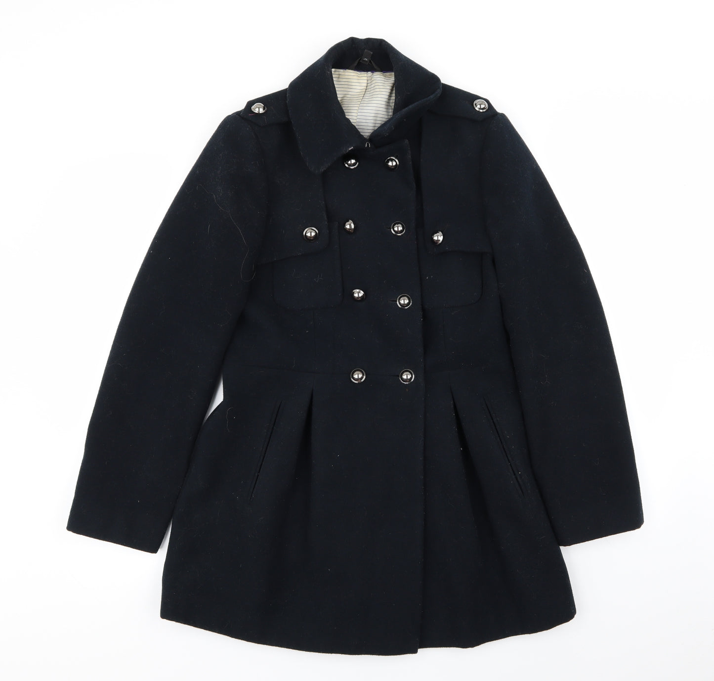 M&S Womens Blue   Overcoat Coat Size 10