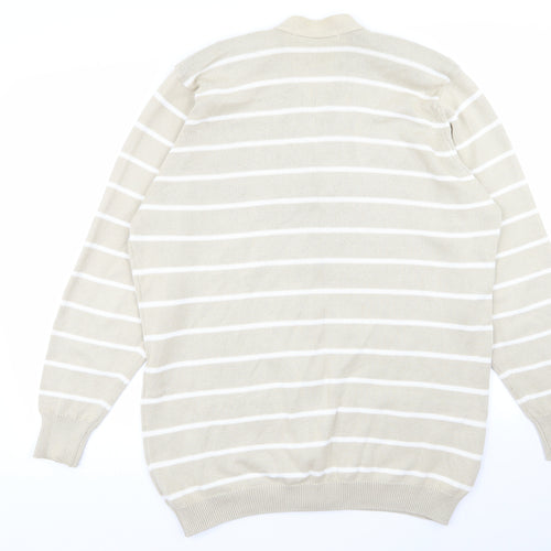 st michael Womens Beige Striped  Cardigan Jumper Size 16
