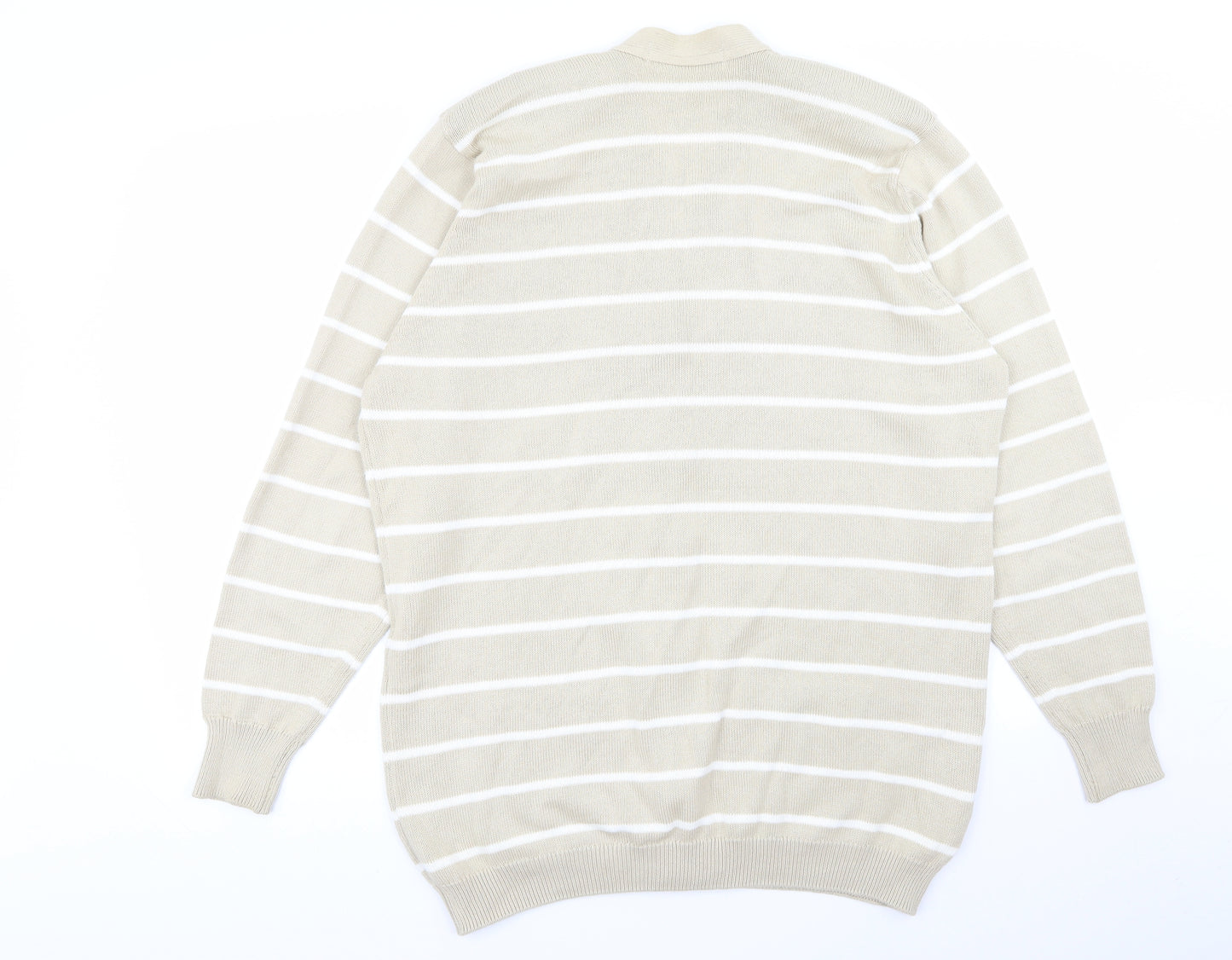 st michael Womens Beige Striped  Cardigan Jumper Size 16